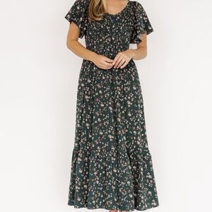 Baltic Born Jerah Smocked Dress | Deep Jade Floral Size LL